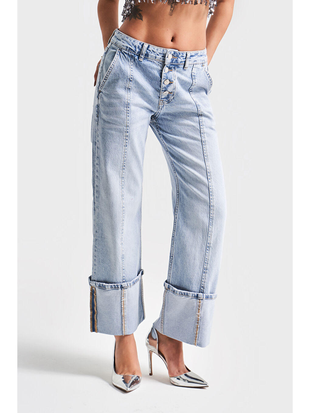 Mavi Kadın Snow Jean Rengi 4S5-3 Fold Stove Fit %100 Pamuk Paça Detaylı Tasarım Denim Jean-1