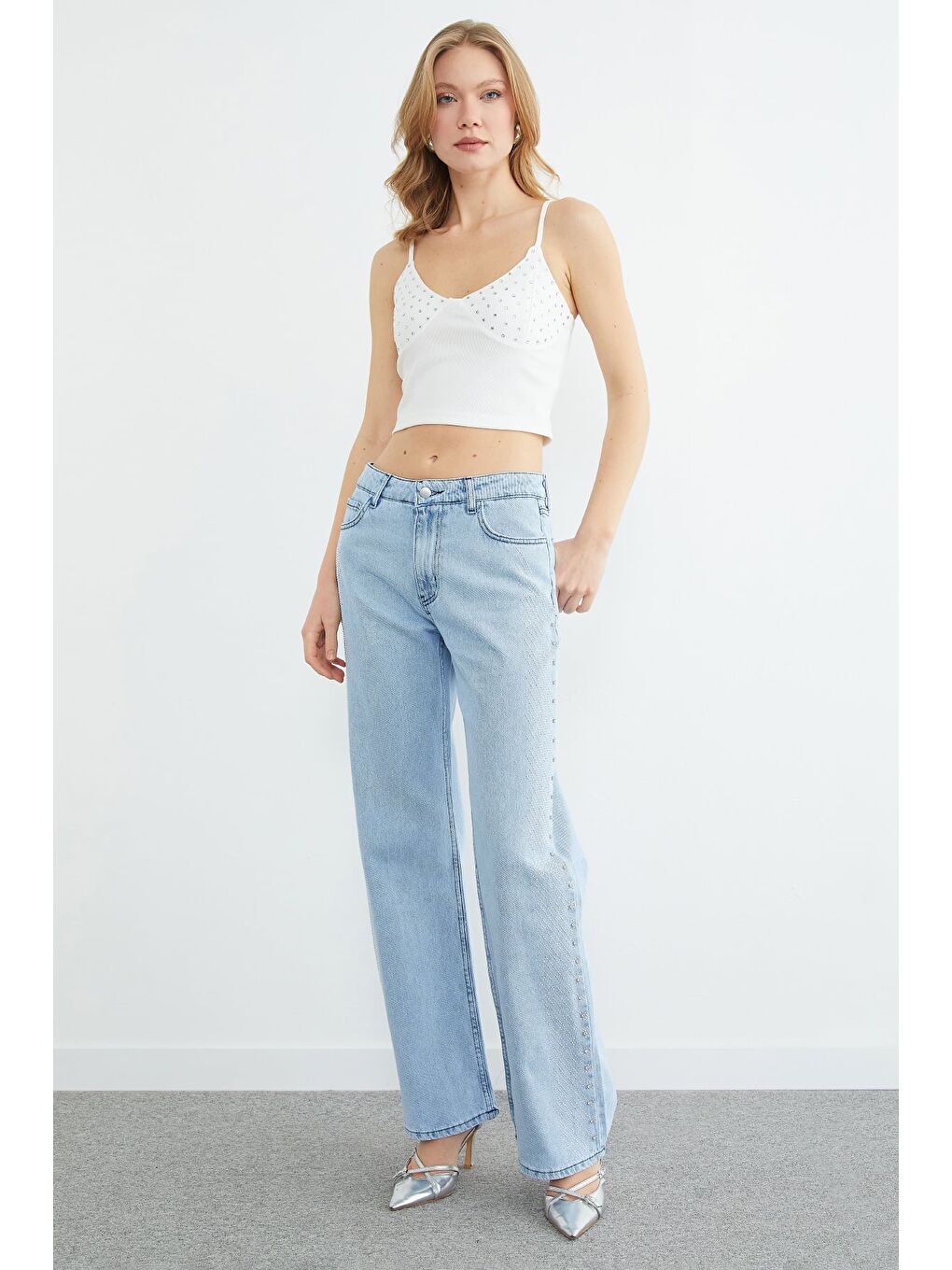 Mavi Taş İşlemeli  Palazzo Jean-3