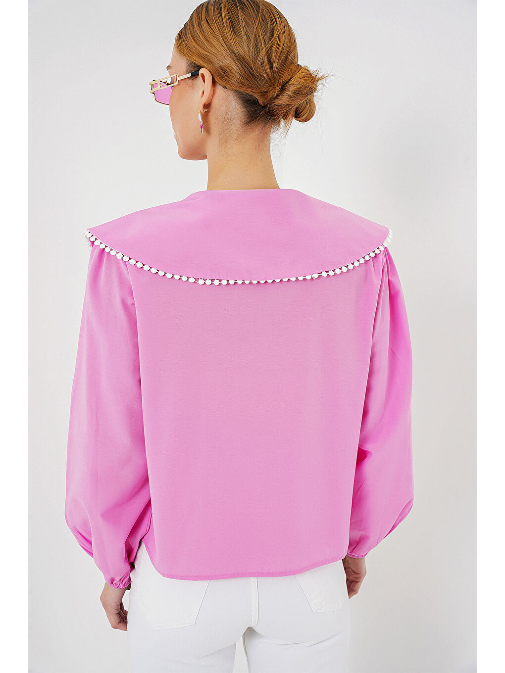 Kadın Bebe Yaka Gömlek 20314 - Pembe-5