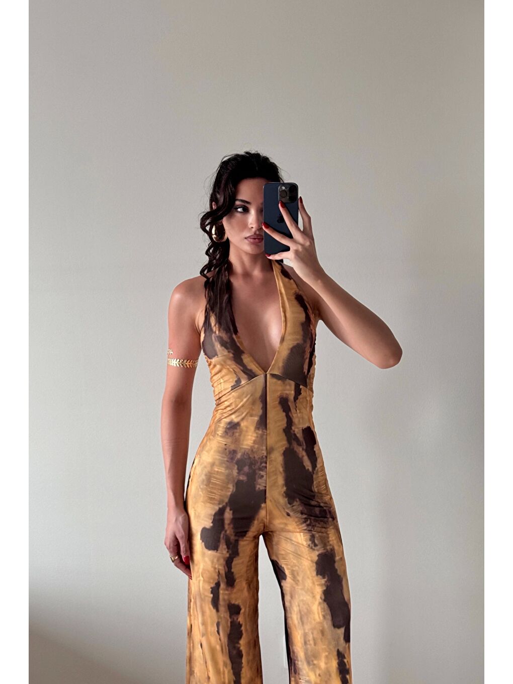 Kadın Sarı Halter Yaka Tulum 1017-2539-3