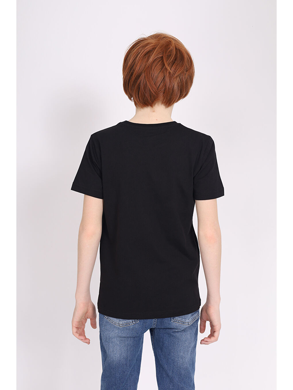 Siyah Unisex Çocuk Baskılı Tişört-1