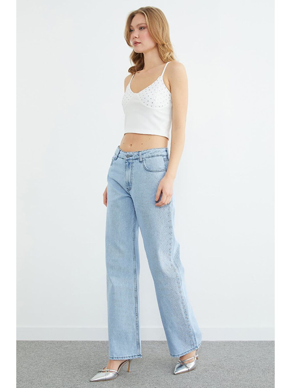 Mavi Taş İşlemeli  Palazzo Jean-4