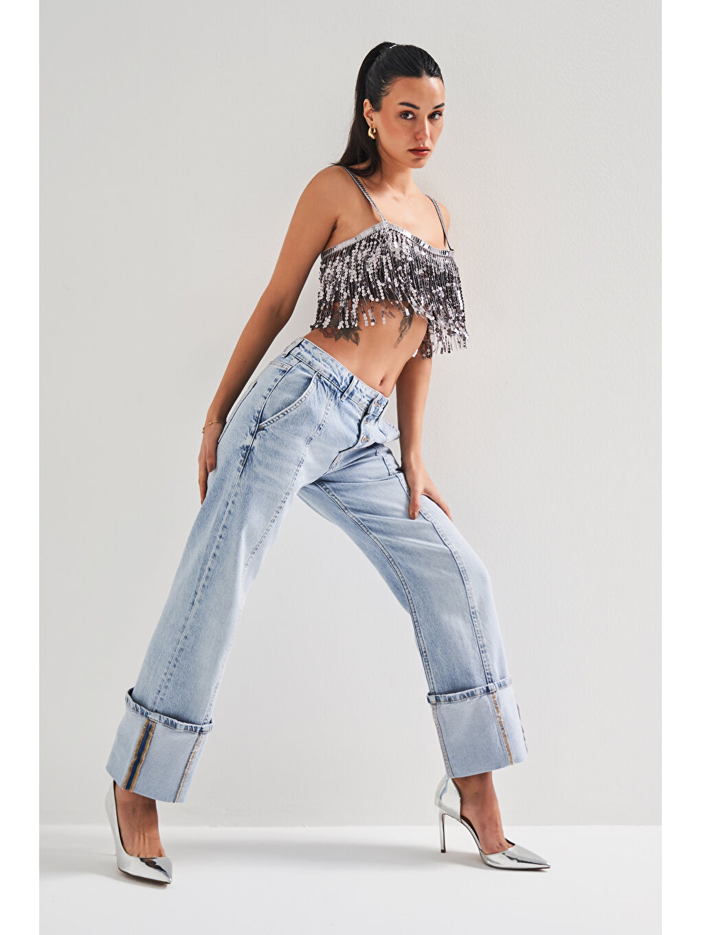 Mavi Kadın Snow Jean Rengi 4S5-3 Fold Stove Fit %100 Pamuk Paça Detaylı Tasarım Denim Jean-4