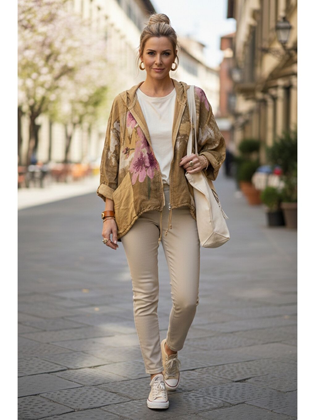 Sarı İtalyan Hardal Rengi Kapüşonlu 3/4 Kol Fermuarlı Cepli Casual Keten Görünümlü Dokuma Ceket 68 65-3