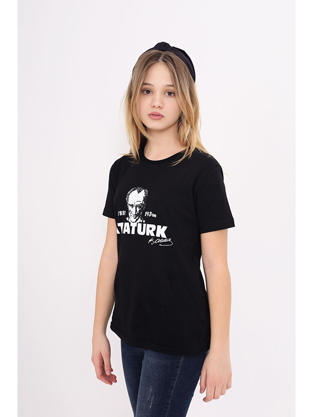 Siyah Unisex Çocuk Baskılı Tişört-3