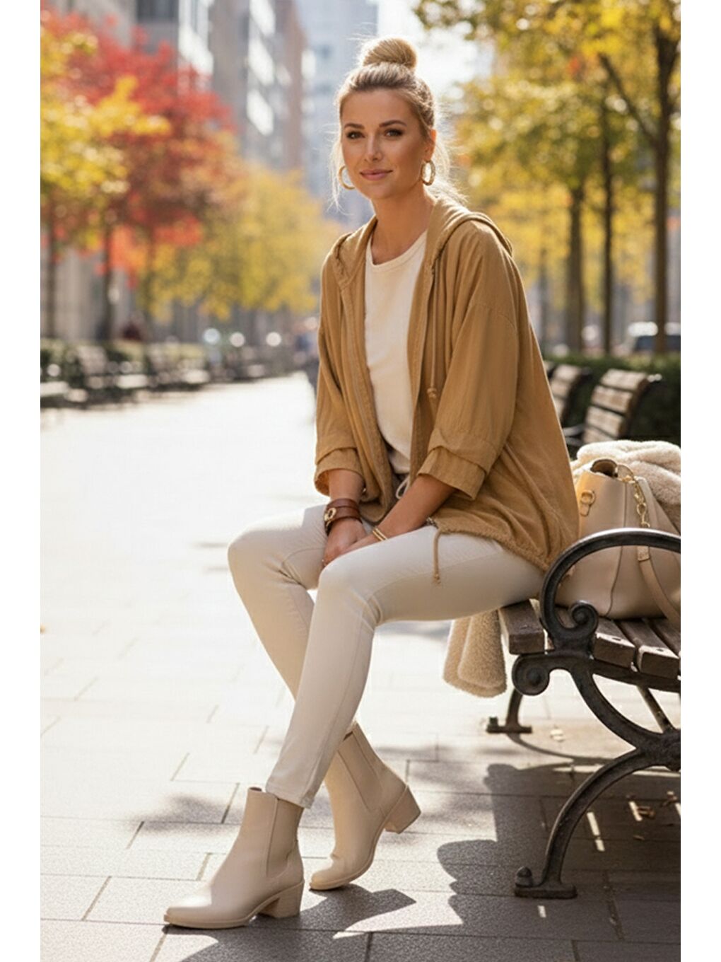 Sarı İtalyan Hardal Rengi Kapüşonlu 3/4 Kol Fermuarlı Cepli Casual Pamuklu Dokuma Ceket 70 70-2