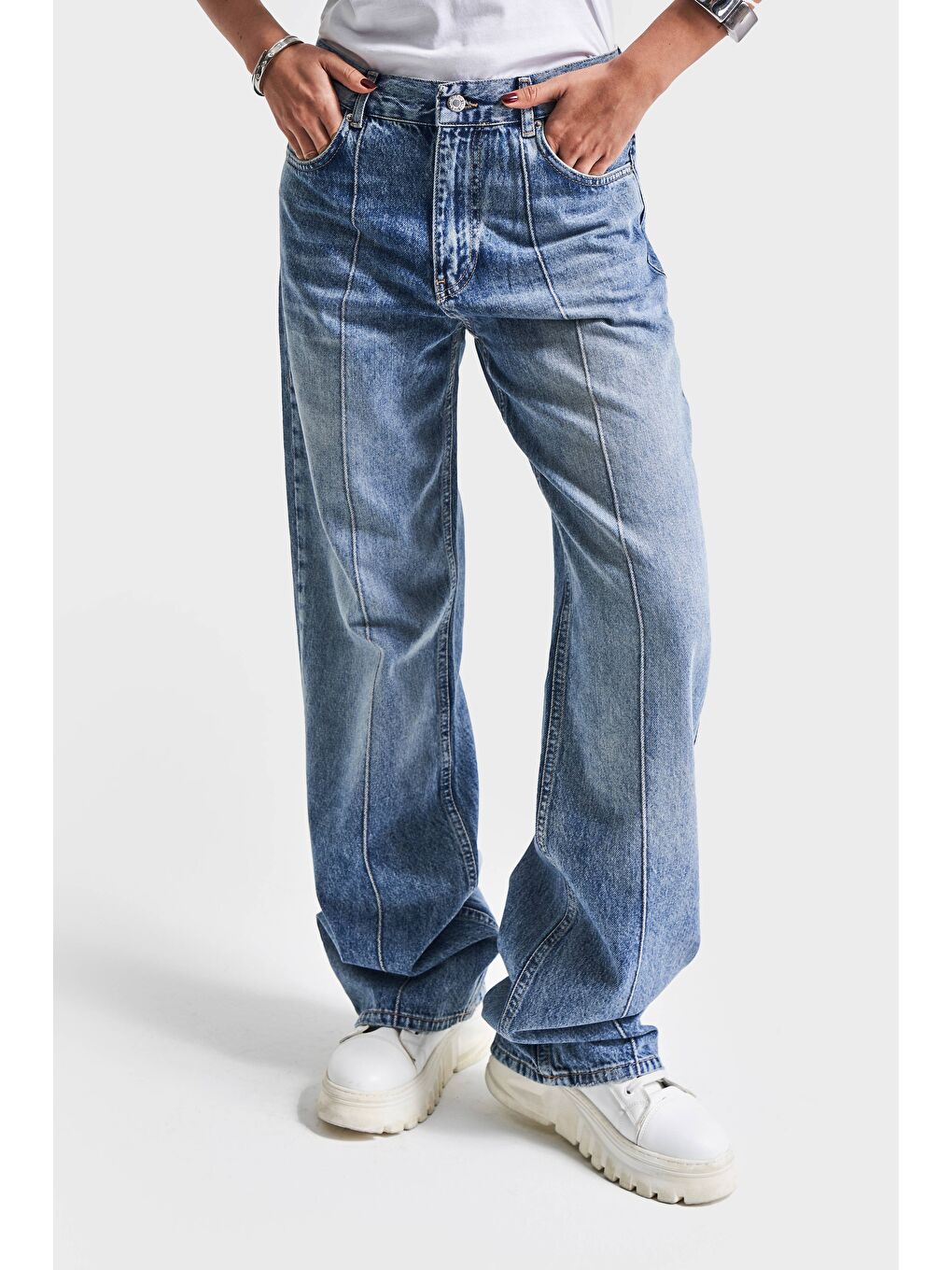 Mavi Kadın Jean Rengi V-4S5-32 Loose Fit İç Boy 80cm Viskon Kumaş Denim Jean