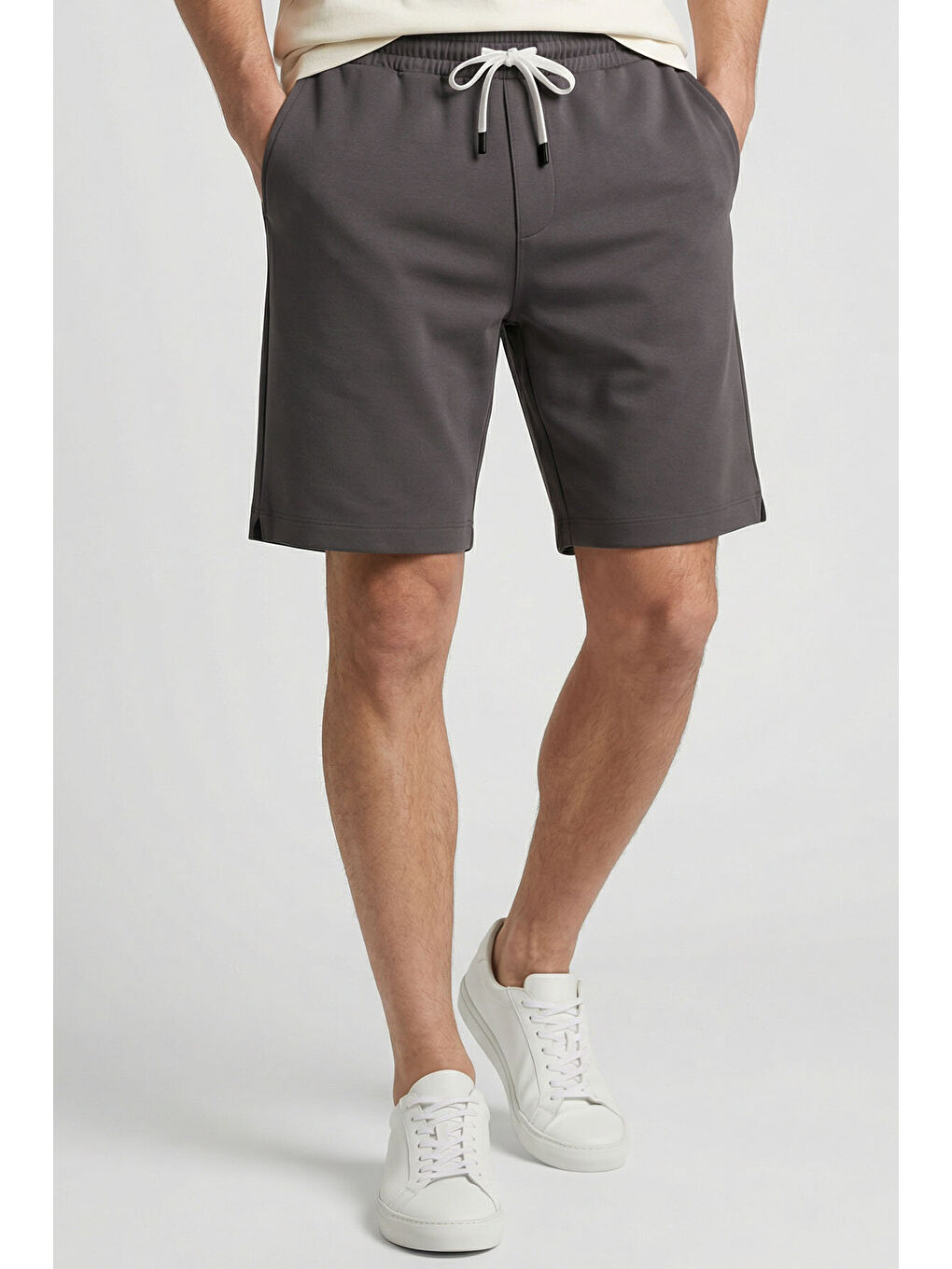 Koyu Gri Standart Fit Basic Arka Cepli Erkek Şort - 88314