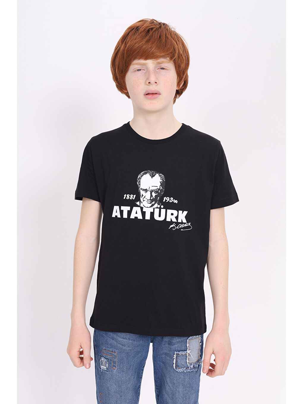 Siyah Unisex Çocuk Baskılı Tişört-6