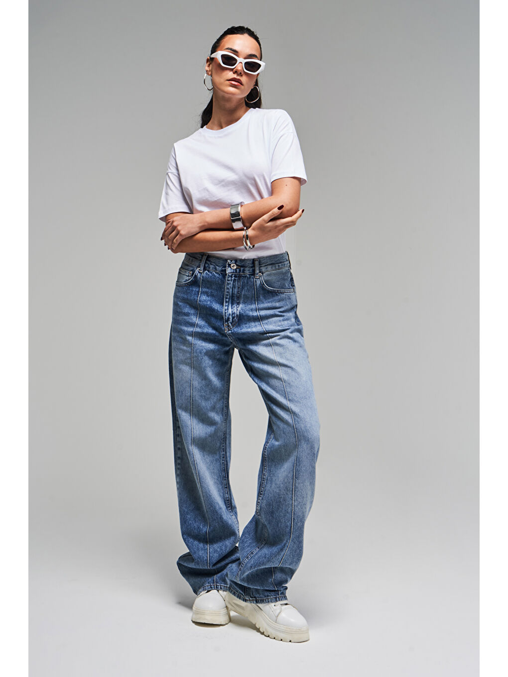 Mavi Kadın Jean Rengi V-4S5-32 Loose Fit İç Boy 80cm Viskon Kumaş Denim Jean-1