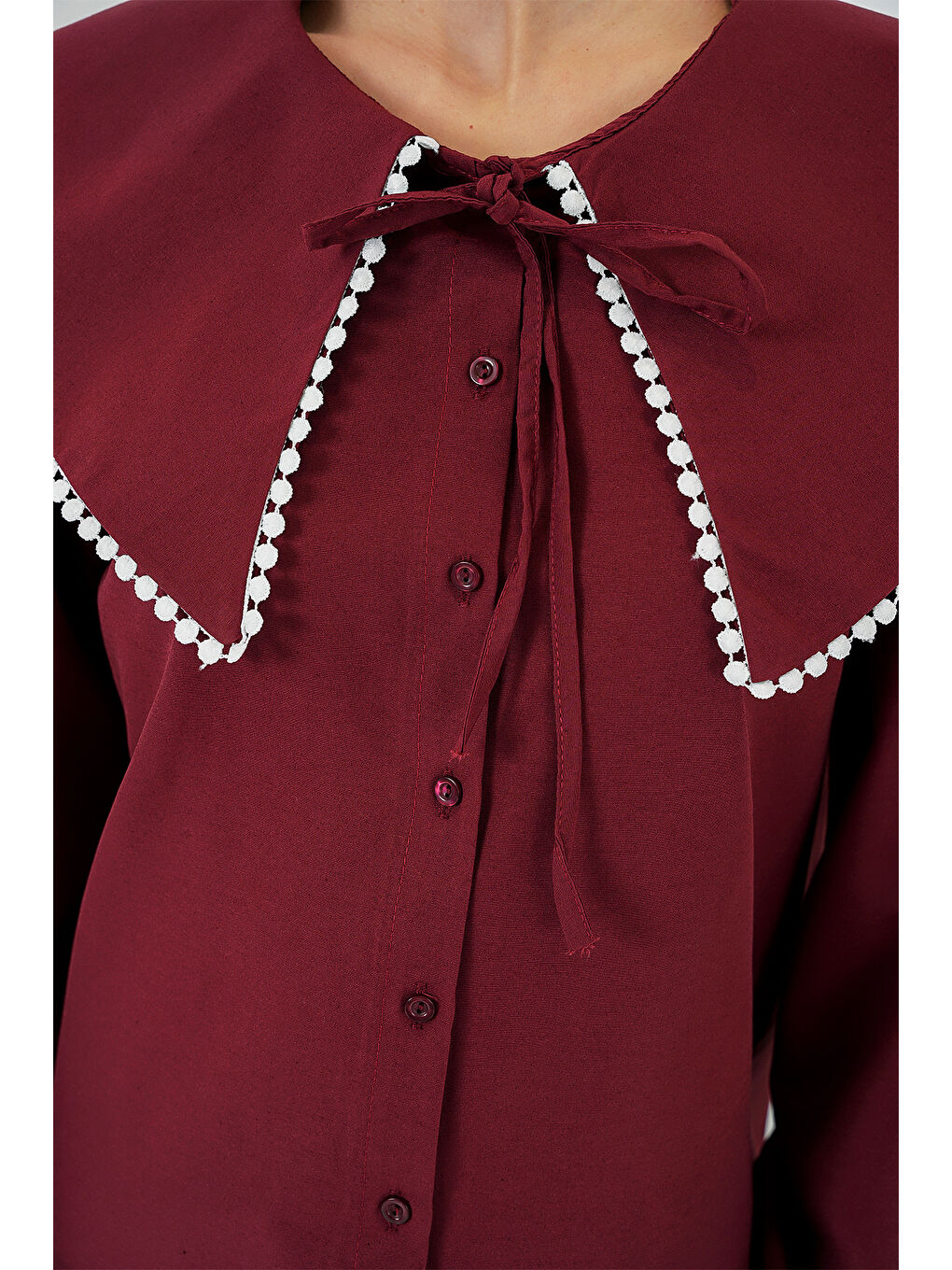 Kadın Bebe Yaka Gömlek 20314 - Bordo-4