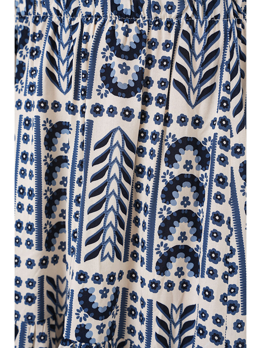 Ekru Kadın Desenli Uzun Etek 8053 - Krem-4