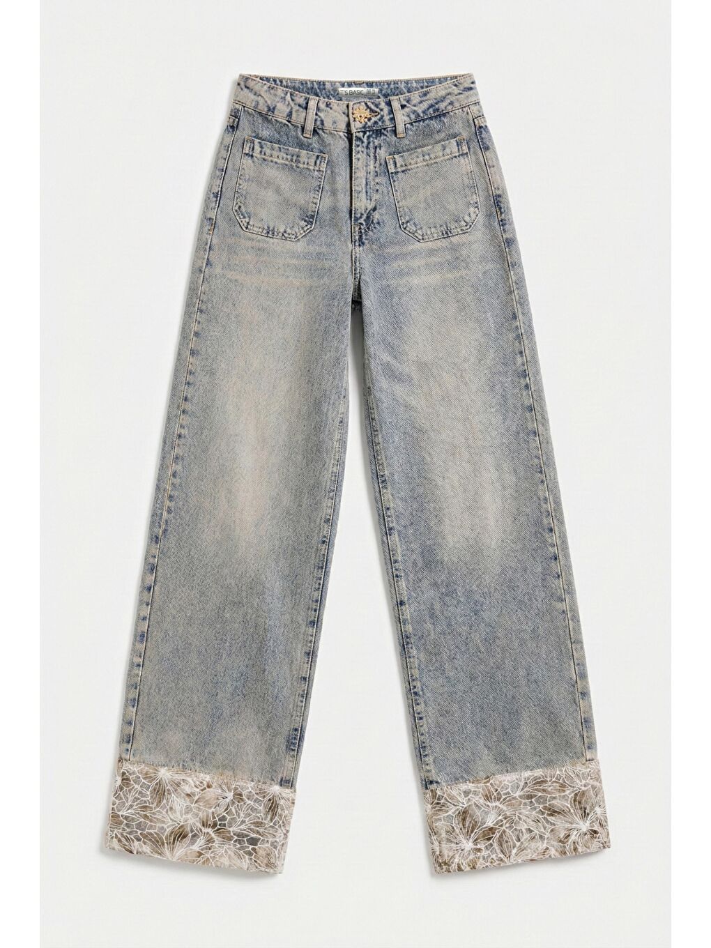 Mavi Kadın Jean Rengi 4s6-65 Wide Leg Fit Paça Dantel Detaylı Özel Tasarım denim Jean-4