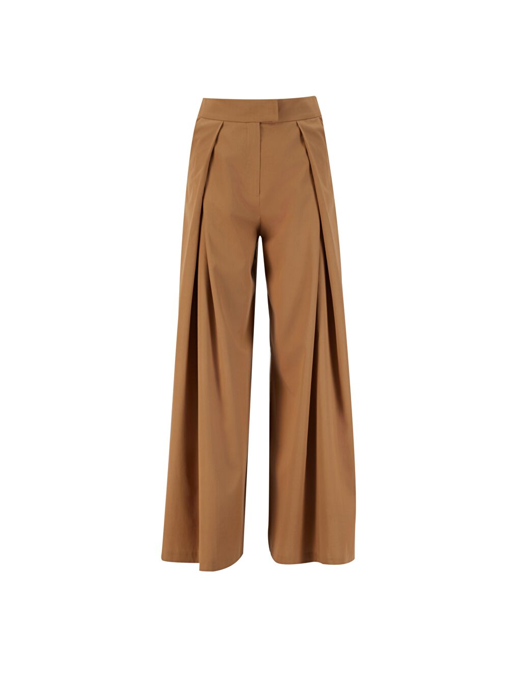 Kahverengi Pileli Lyocell Pantolon Etek 25Y2801 Taba-2