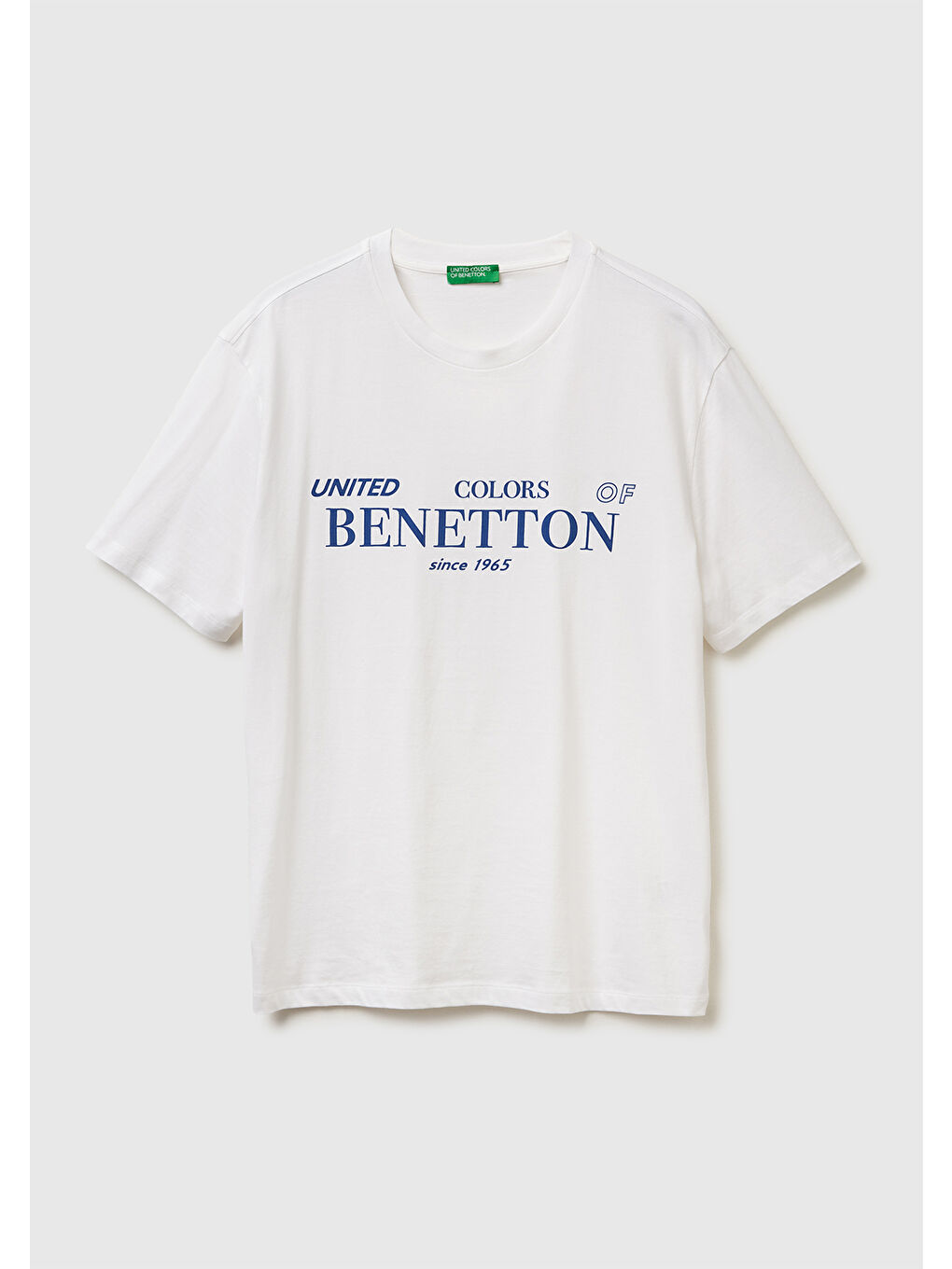 Erkek Beyaz %100 Pamuk Önü Logo Baskılı Relax Fit T-Shirt-1