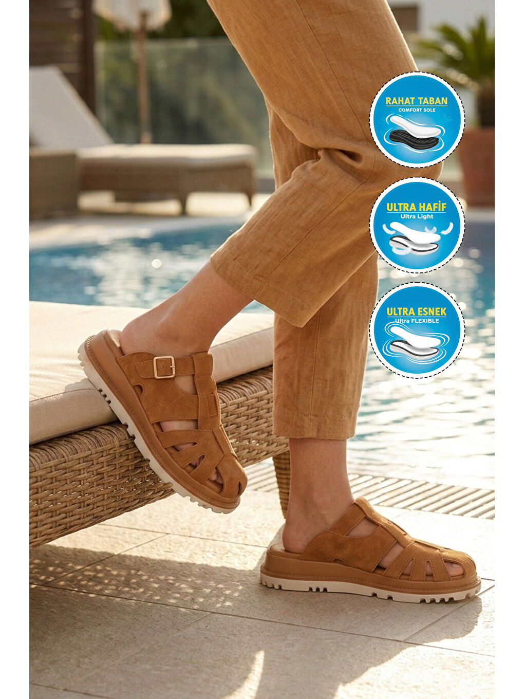 Kahverengi Taba Süet Hakiki Deri Kadın Terlik Z797 Z-2
