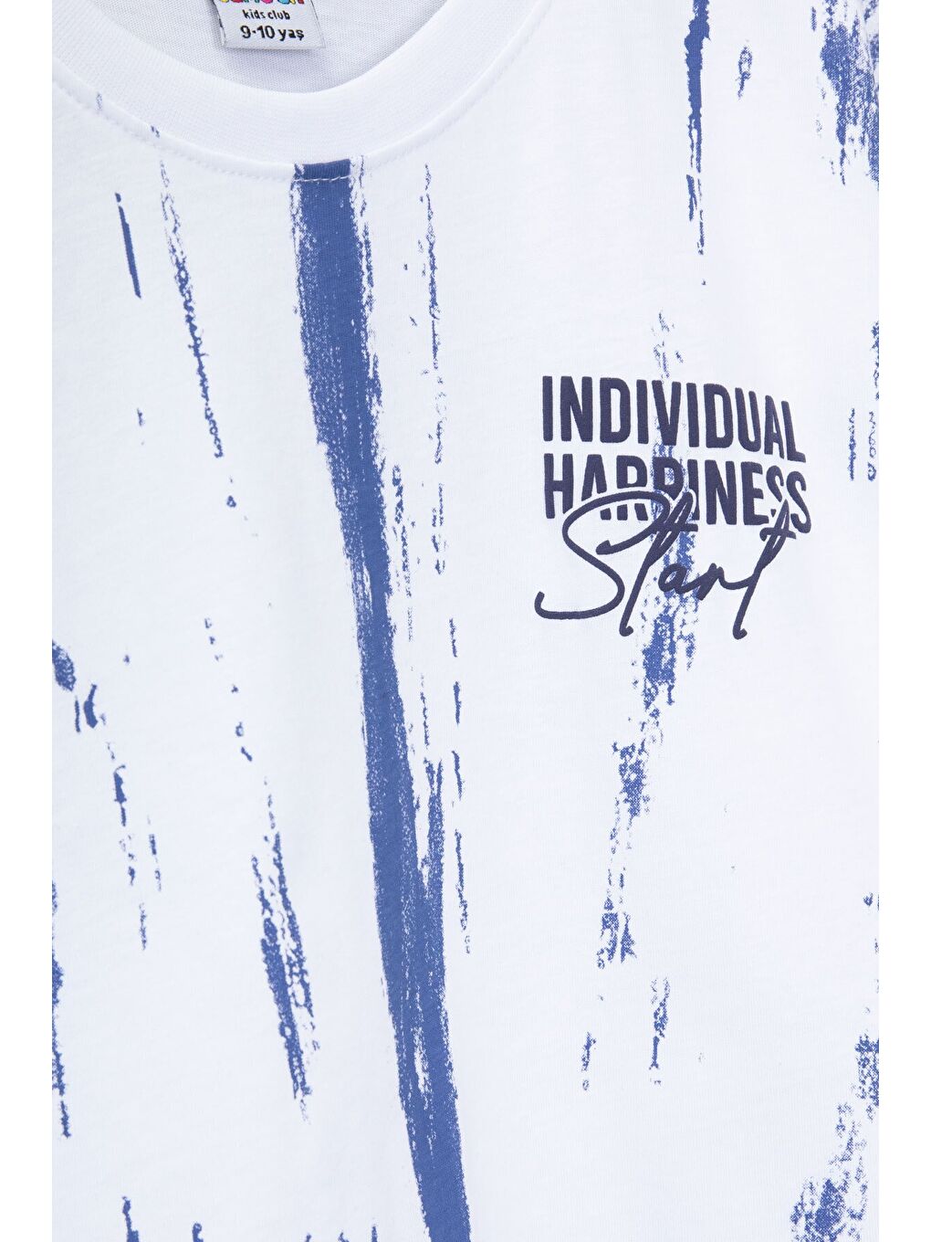 Koyu Mavi Desenli Tişörtlü Erkek Çocuk Yazı Baskılı Şortlu Takım 23789-3