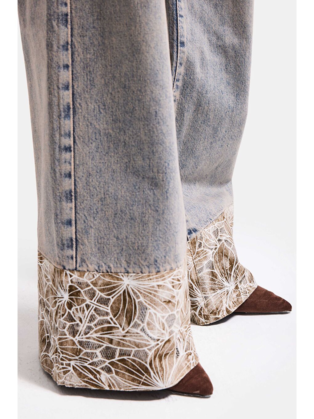 Mavi Kadın Jean Rengi 4s6-65 Wide Leg Fit Paça Dantel Detaylı Özel Tasarım denim Jean-5