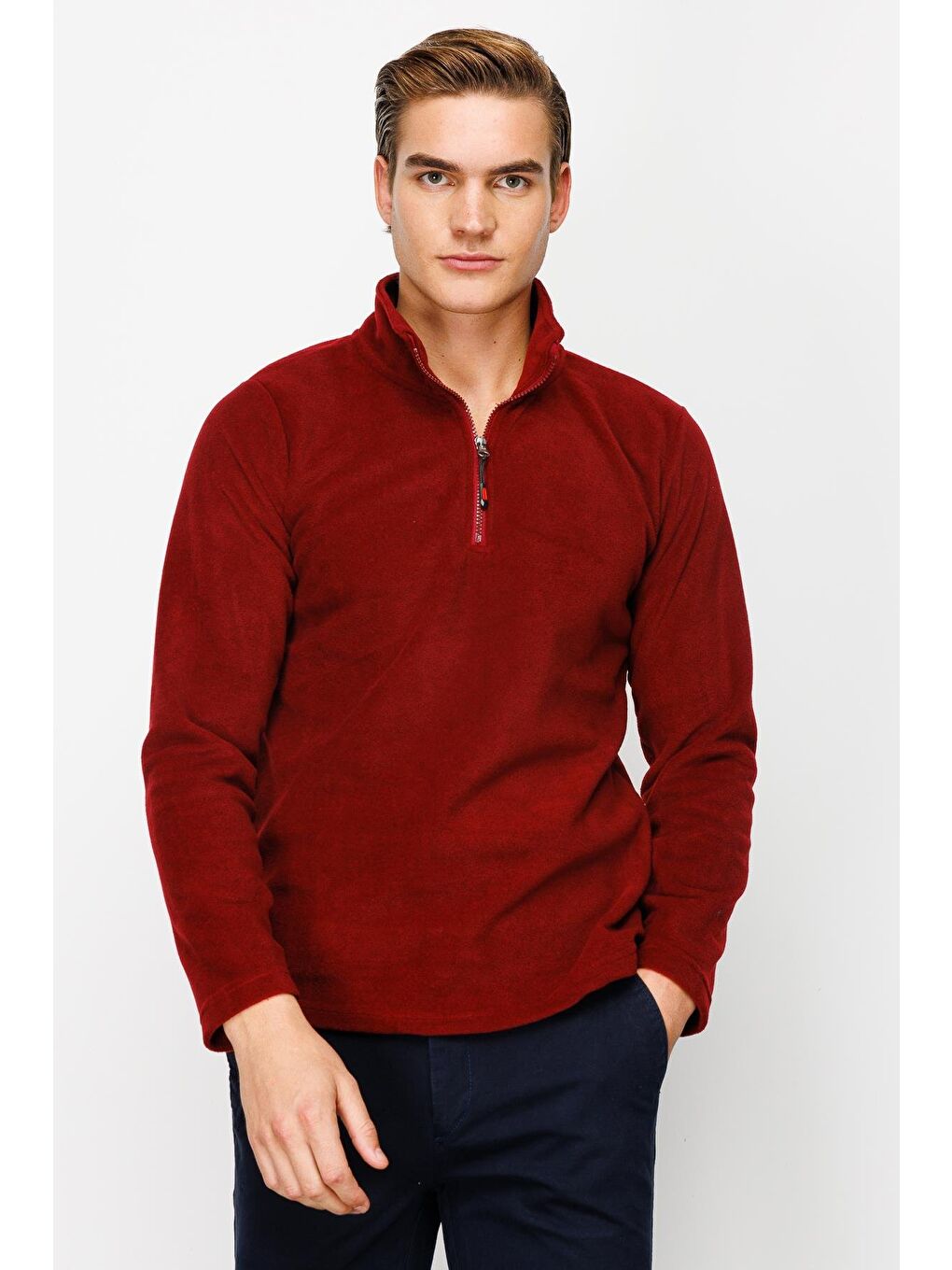 Erkek Bordo Yarım Fermuar Polar-6