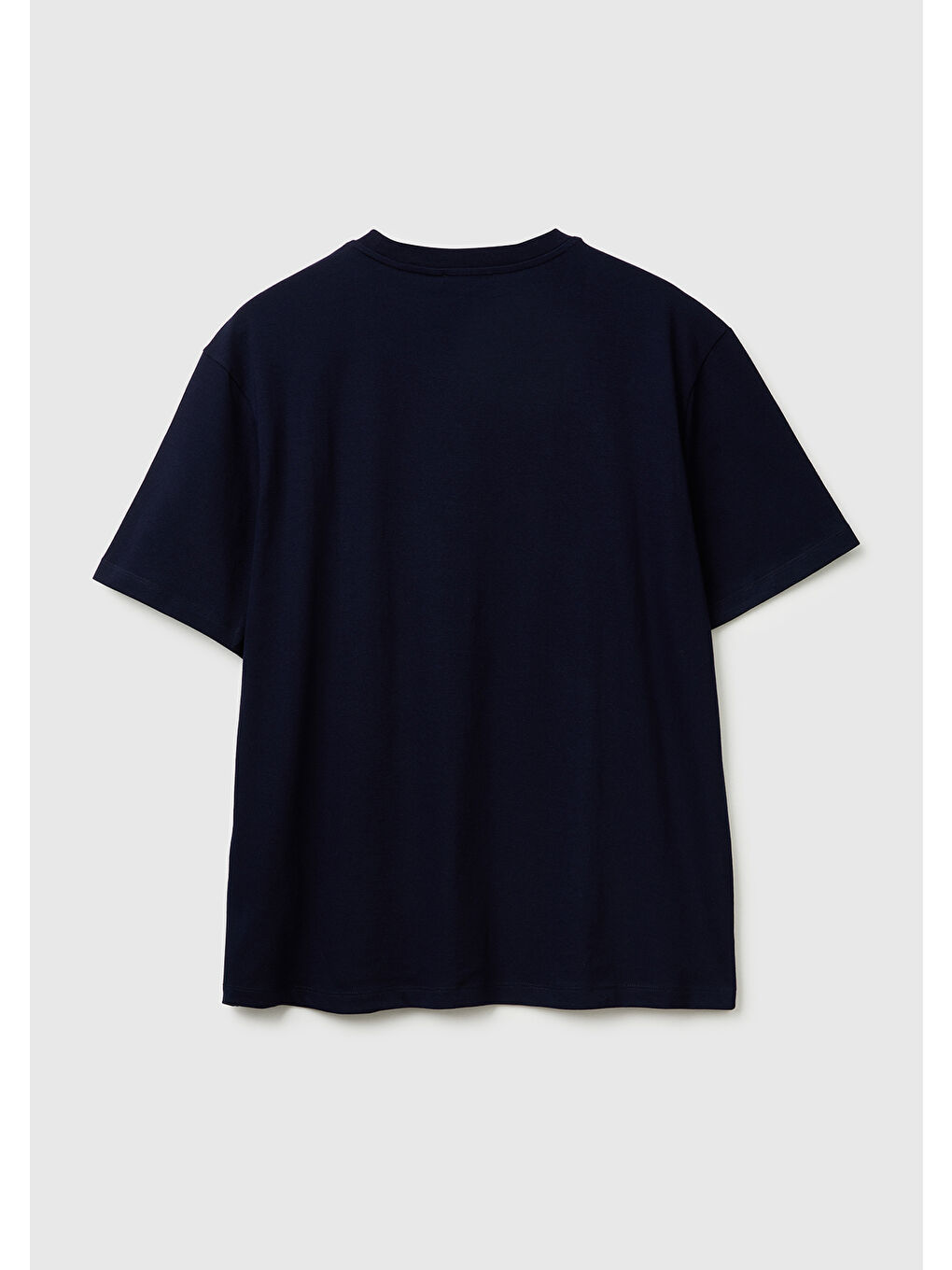 Erkek Lacivert-Renkli Baskılı %100 Pamuk Önü Logo Baskılı Relax Fit T-Shirt-3