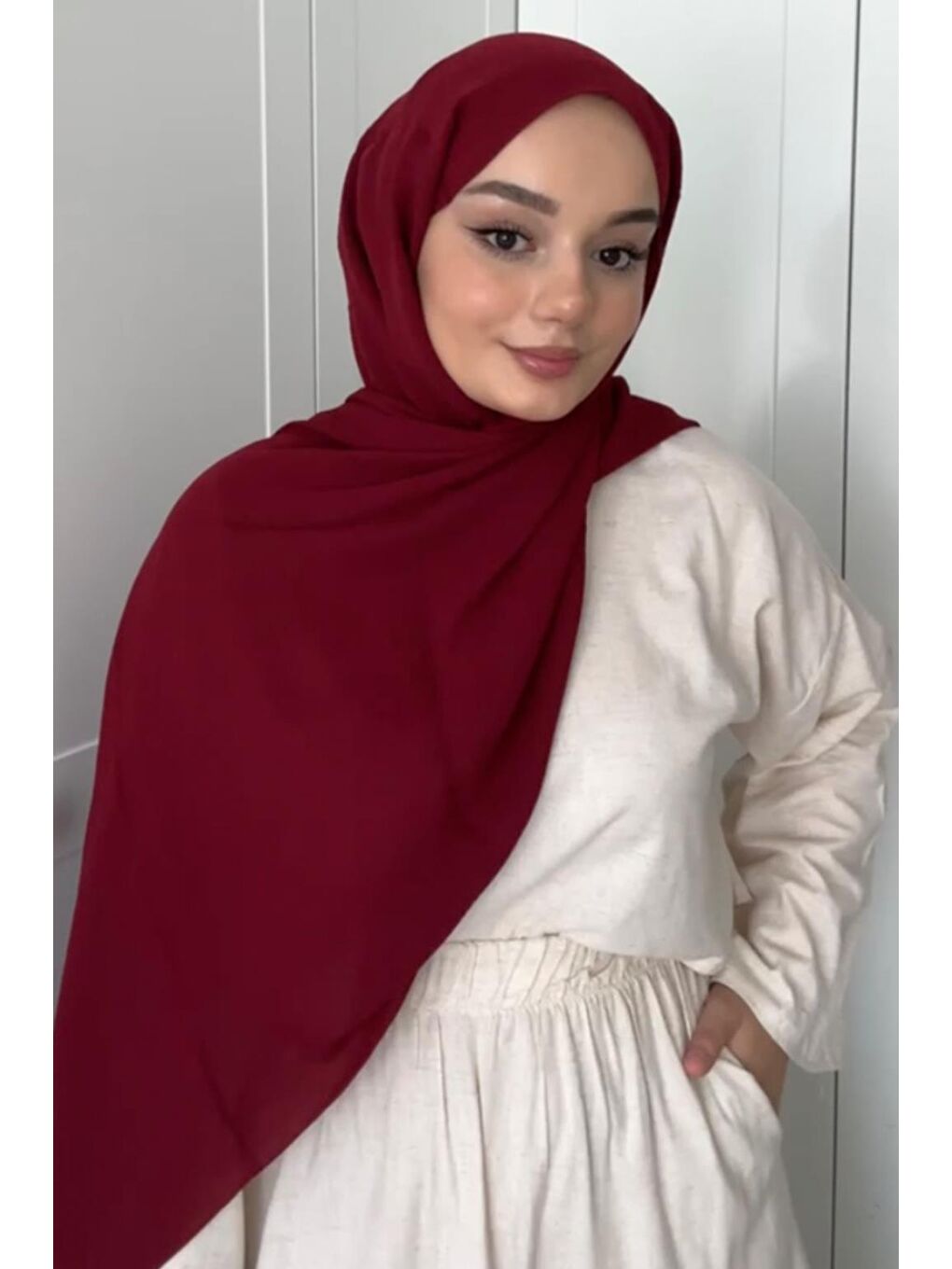 Daily Krep Şal Bordo-5