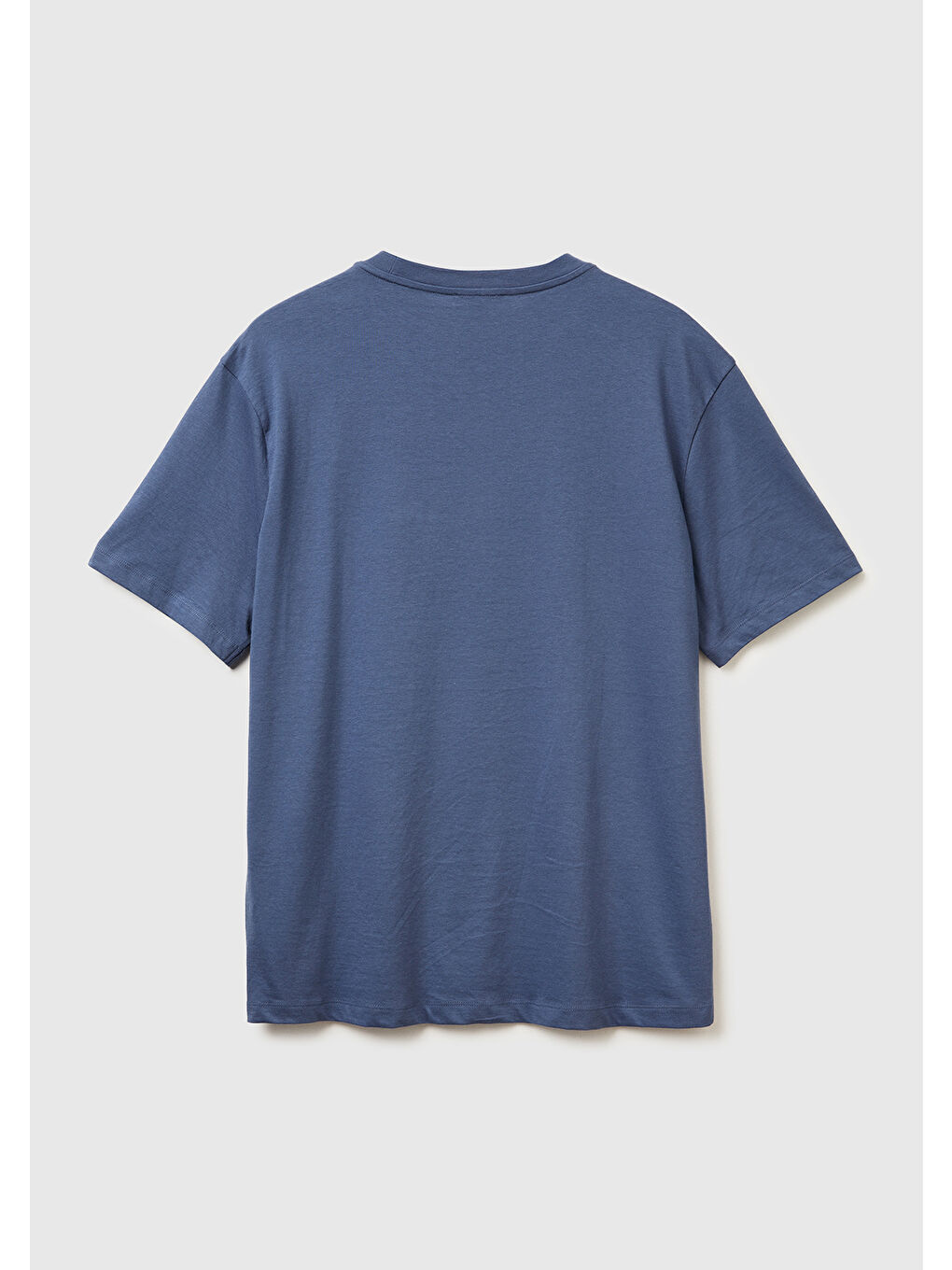 Turkuaz Erkek Havacı Mavi %100 Pamuk Önü Logo Baskılı Relax Fit Tişört-3