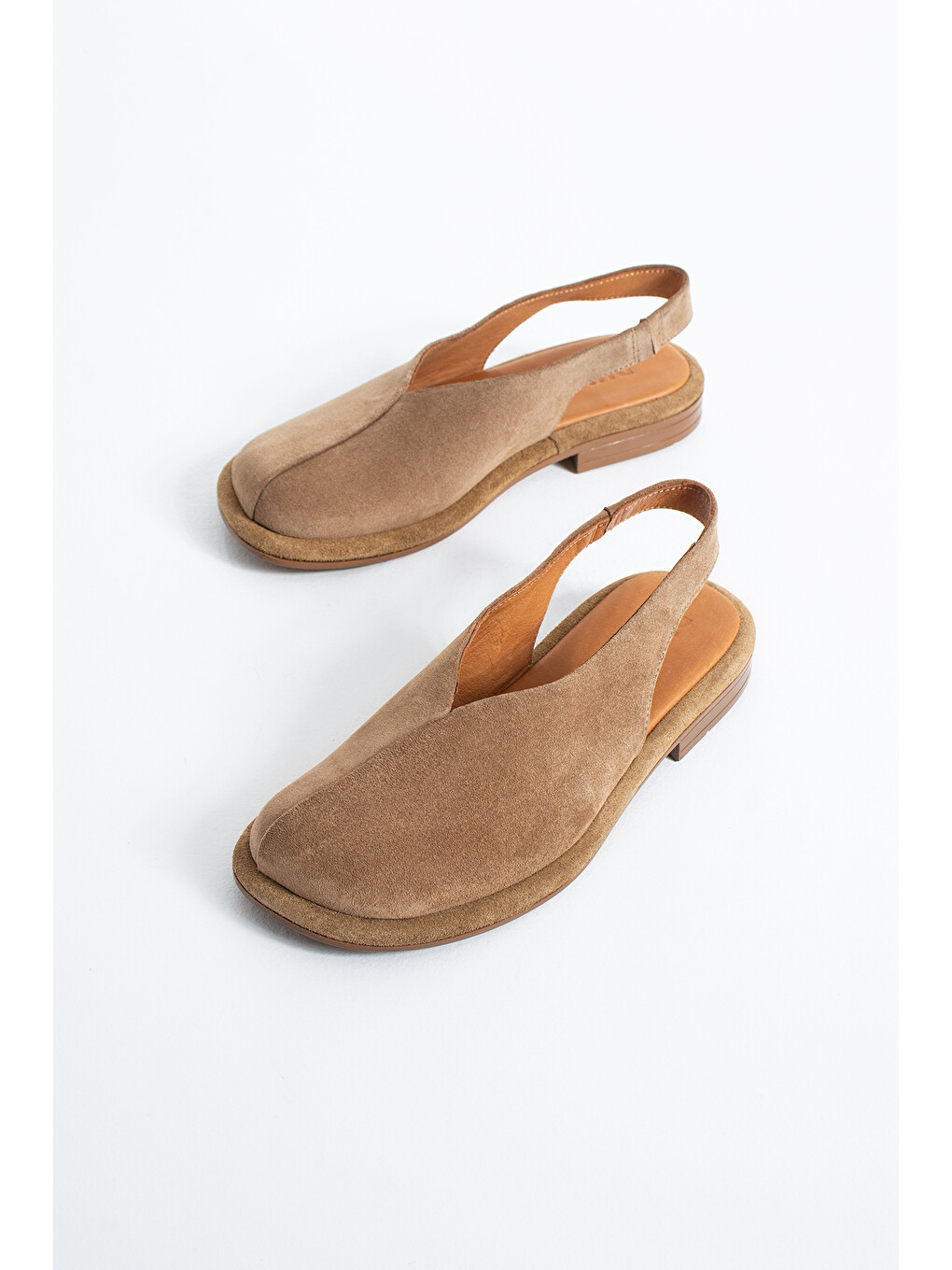 Kahverengi Alonso Kadın Hakiki Deri V Kesim Slingback Babet Sandalet-3