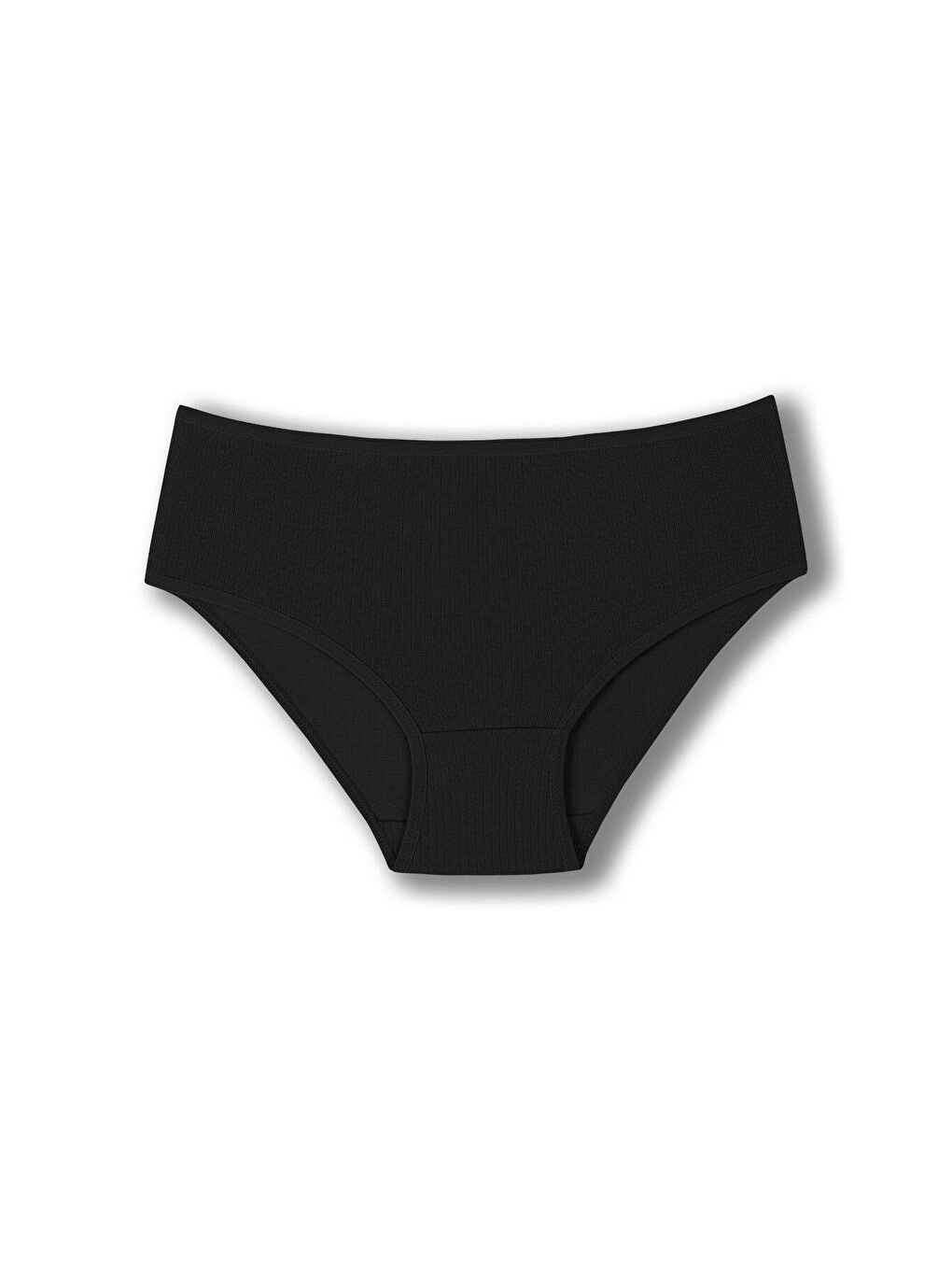 Siyah Pamuklu Fitilli Yüksek Bel Büyük Beden Kadın Külot 2'li-1