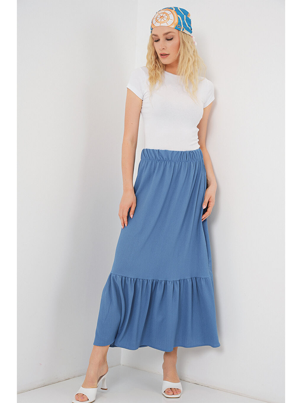 1886 Uzun Örme Etek - İndigo