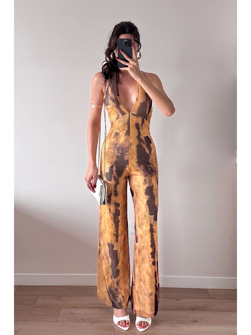 Kadın Sarı Halter Yaka Tulum 1017-2539-4