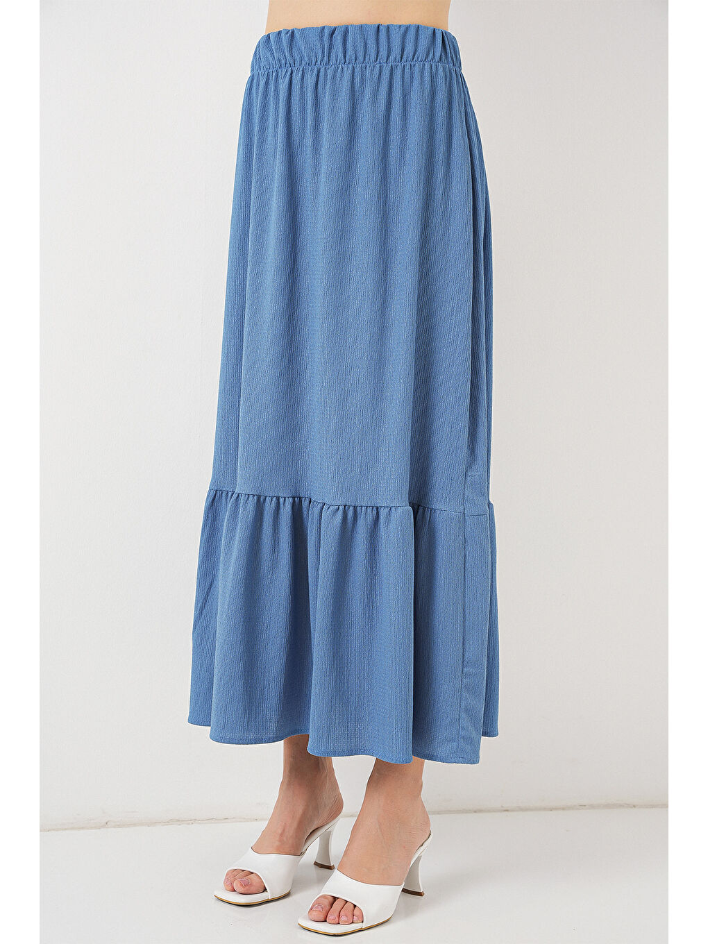 1886 Uzun Örme Etek - İndigo-1
