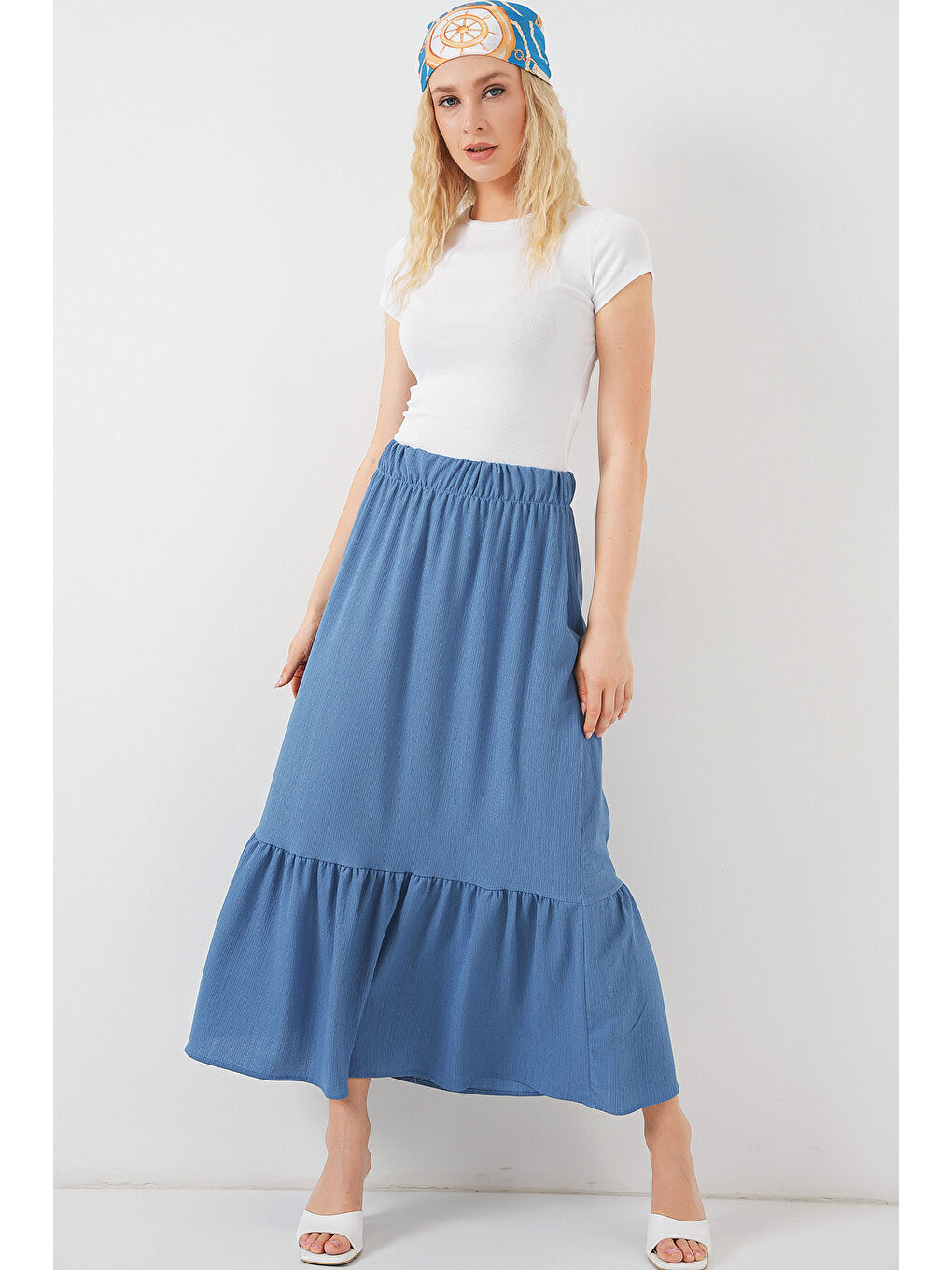 1886 Uzun Örme Etek - İndigo-2