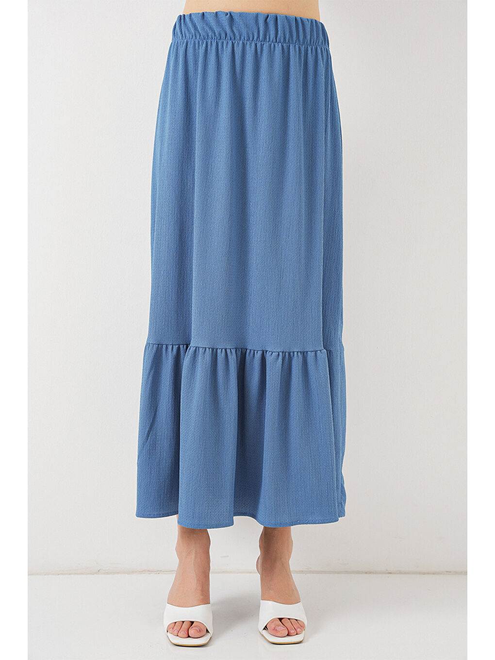 1886 Uzun Örme Etek - İndigo-3