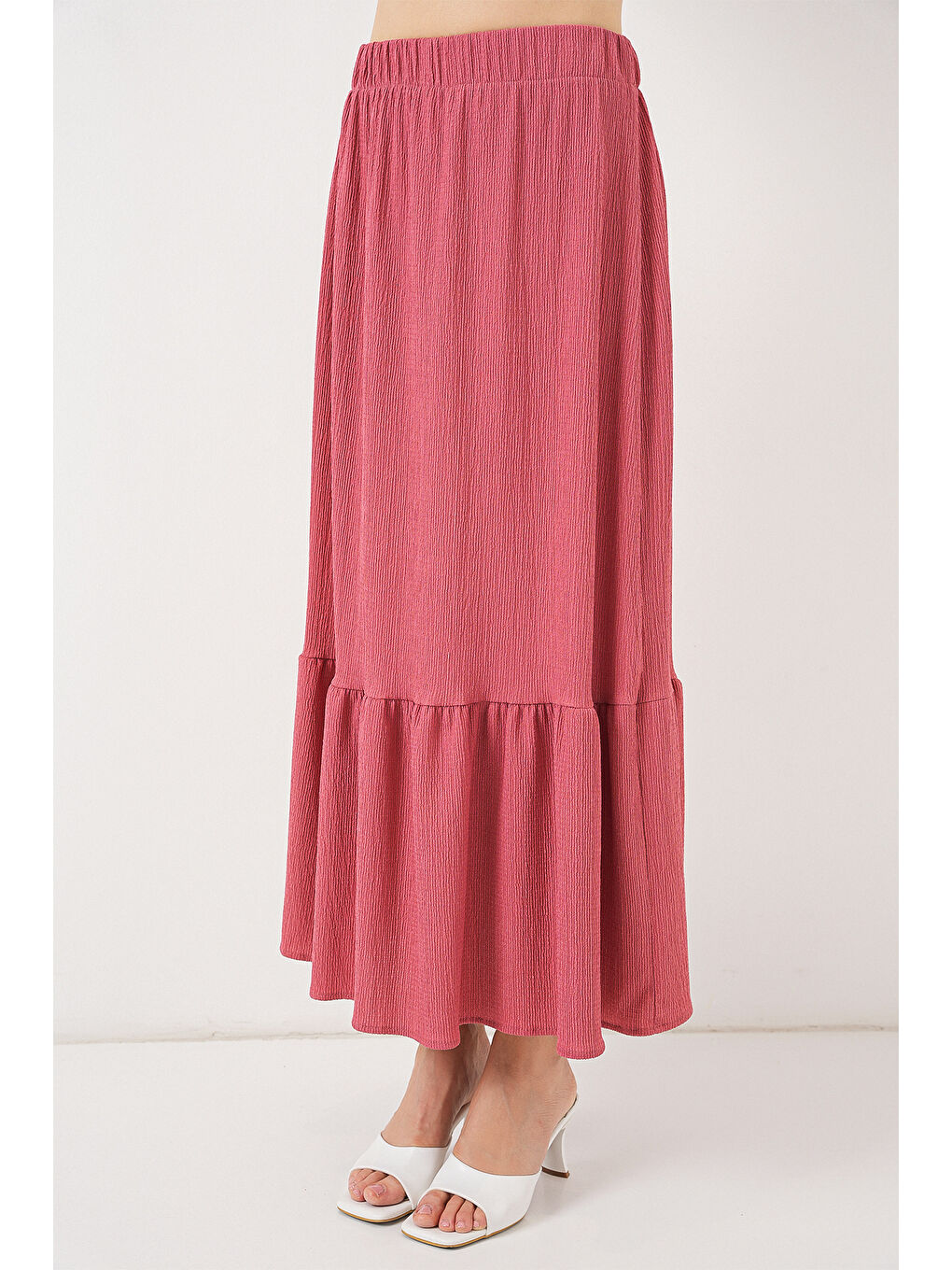 Pembe 1886 Uzun Örme Etek - Gül Kurusu-1