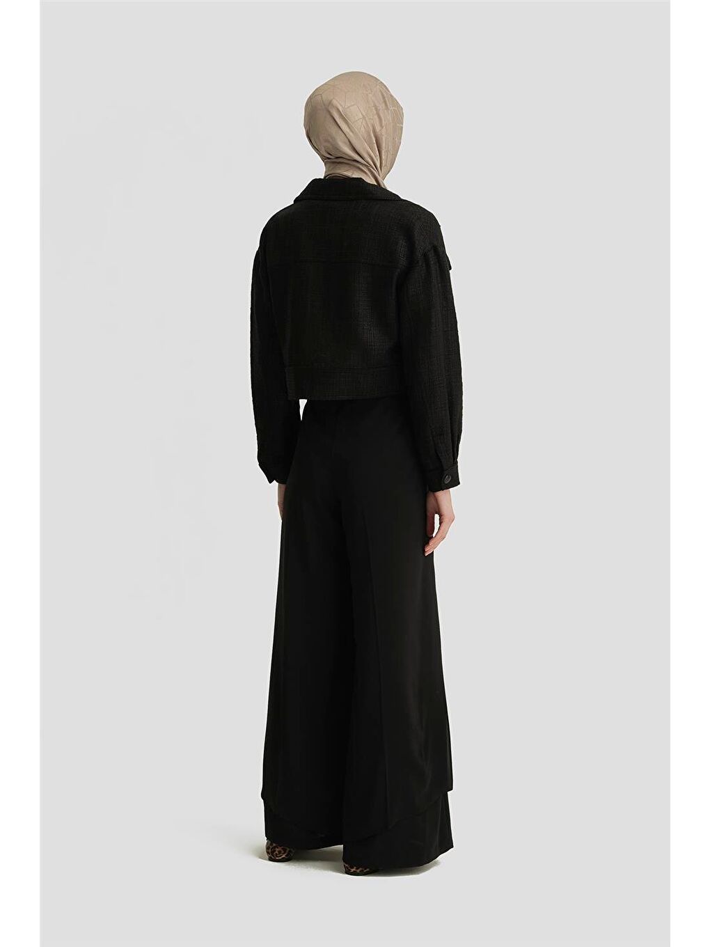 Çift Kat Pantolon Etek 25Y2809 Siyah-2