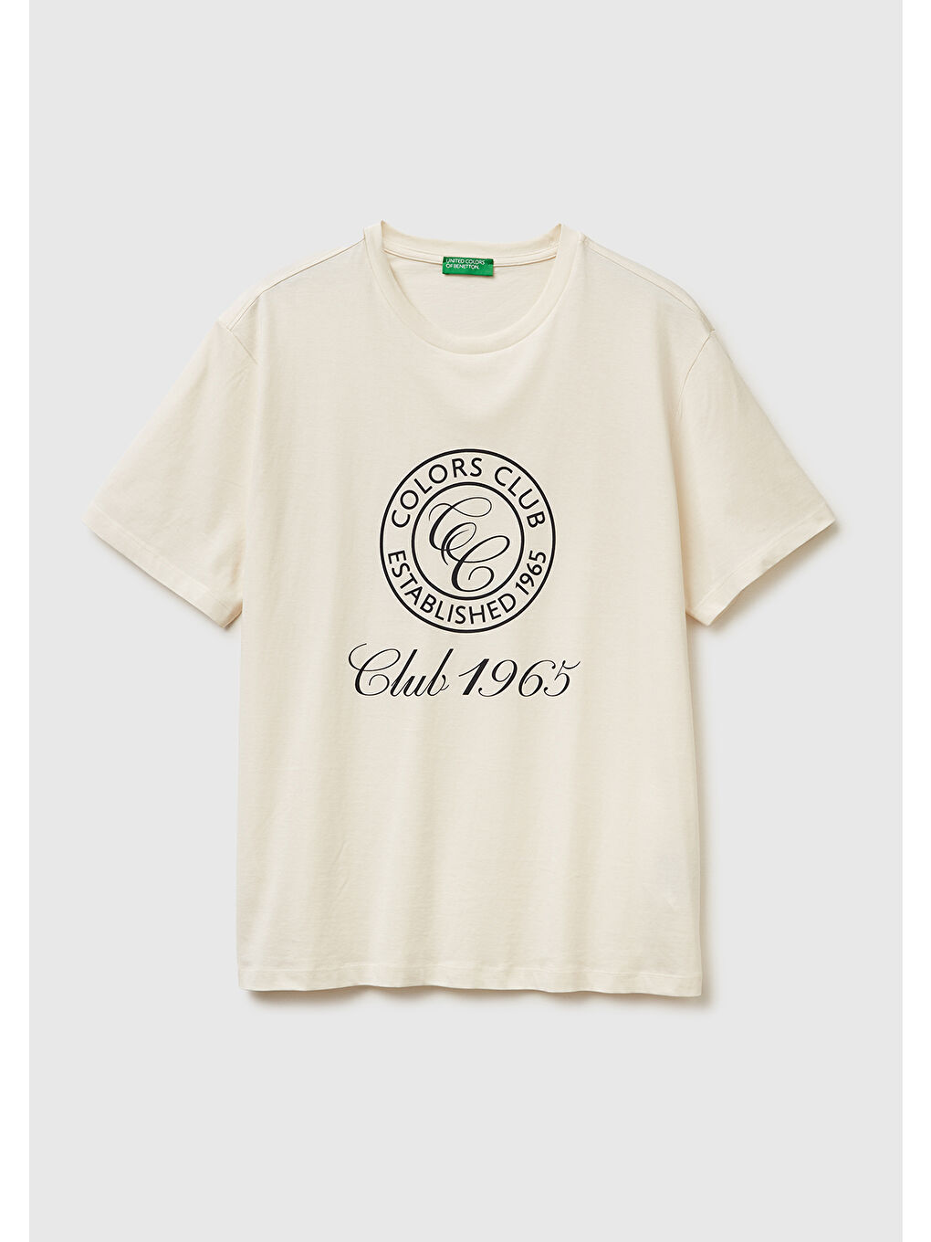 Erkek Beyaz-Renkli Yazılı %100 Pamuk Önü Logo Baskılı Relax Fit T-Shirt-1