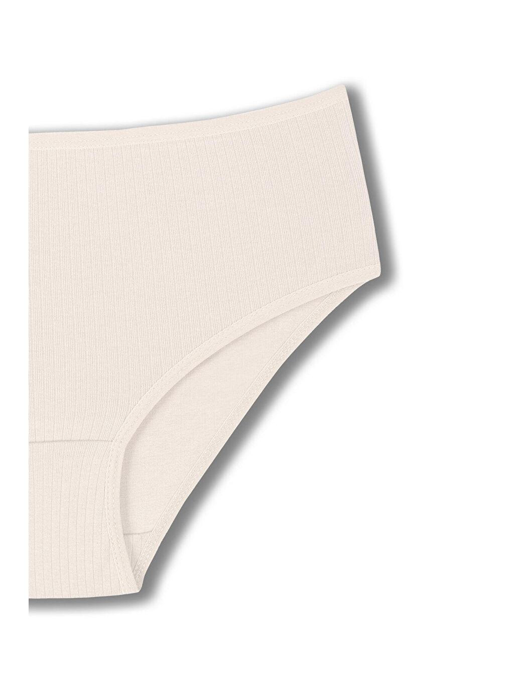 Ekru Pamuklu Fitilli Yüksek Bel Büyük Beden Kadın Külot 2'li-4