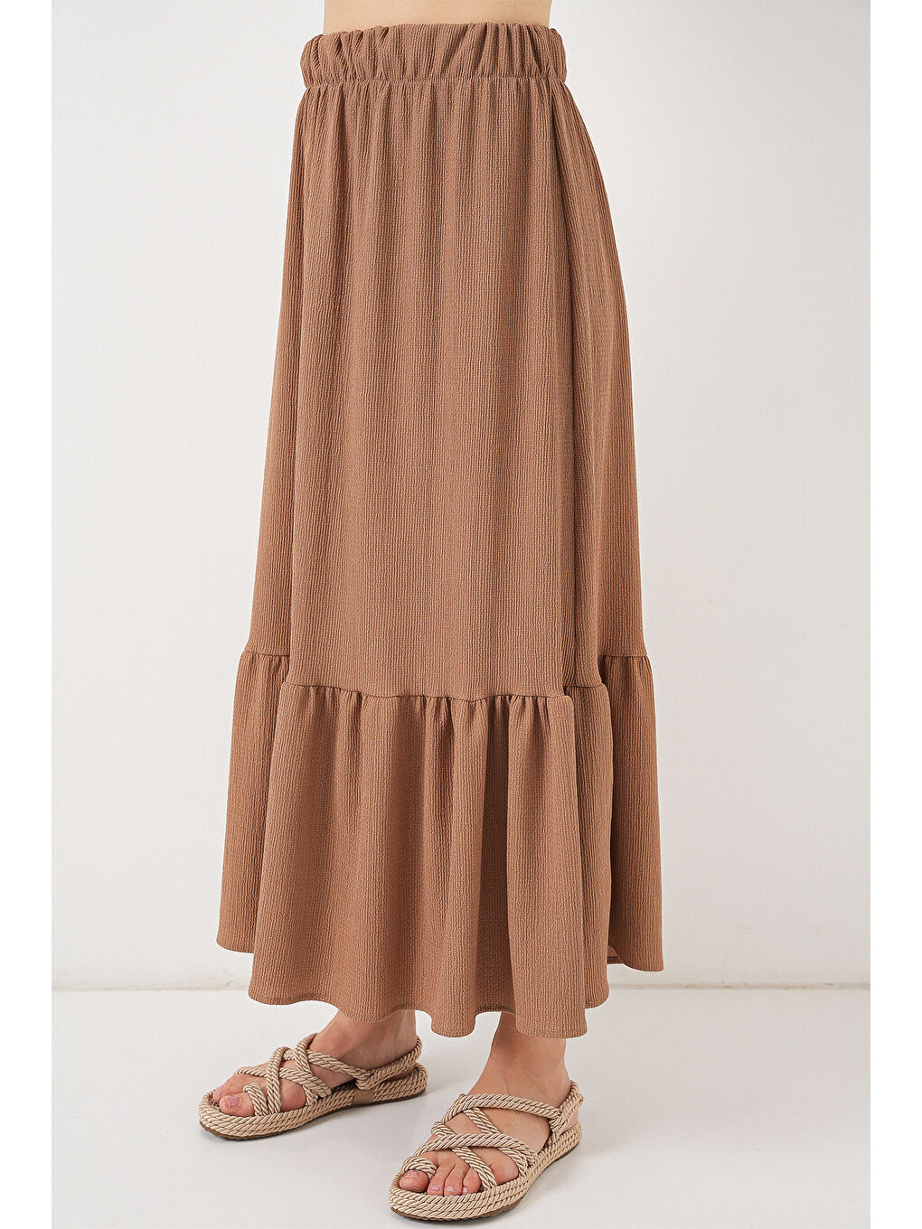 Sarı 1886 Uzun Örme Etek - Camel-1