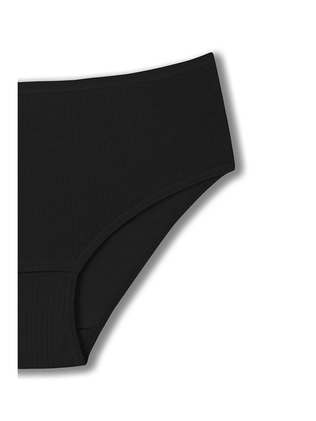 Siyah Pamuklu Fitilli Yüksek Bel Büyük Beden Kadın Külot 2'li-3