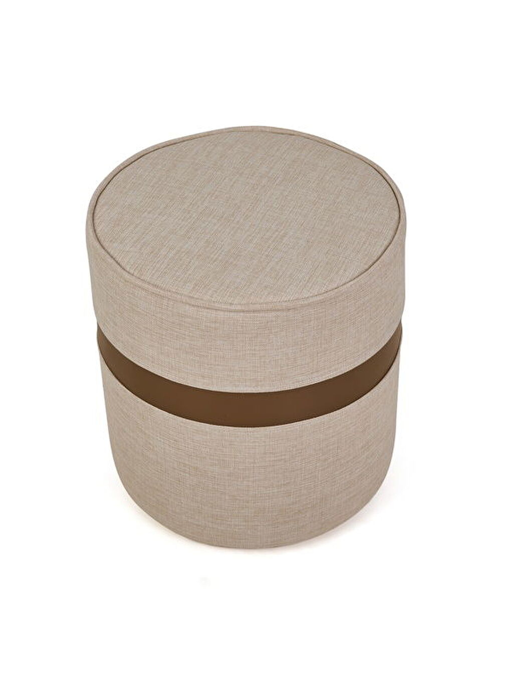 Latte Puf - Krem / Kahverengi - 42x40x40 cm-1