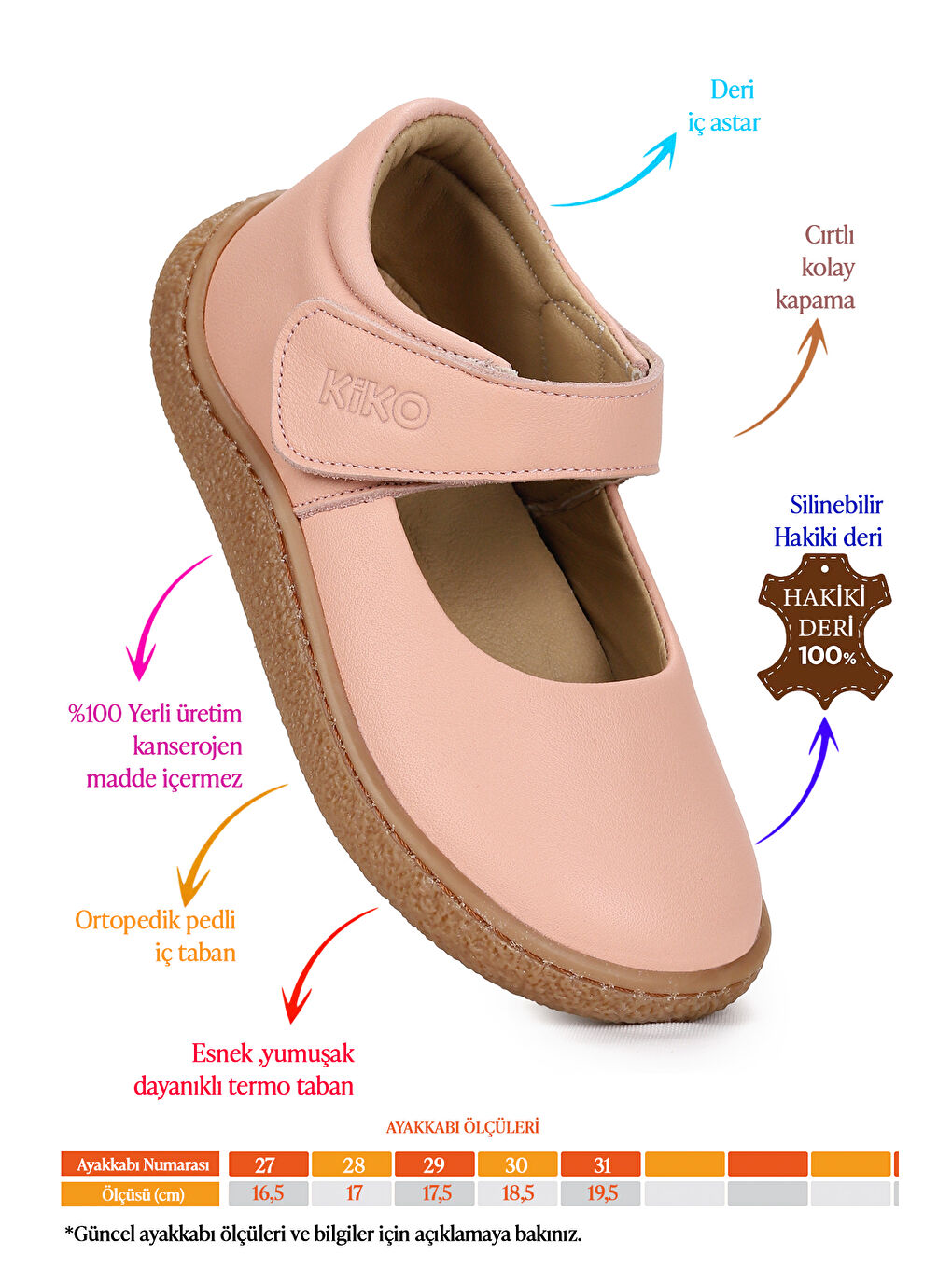 Pembe Lida %100 Deri Günlük Kız Çocuk Babet Ayakkabı-1