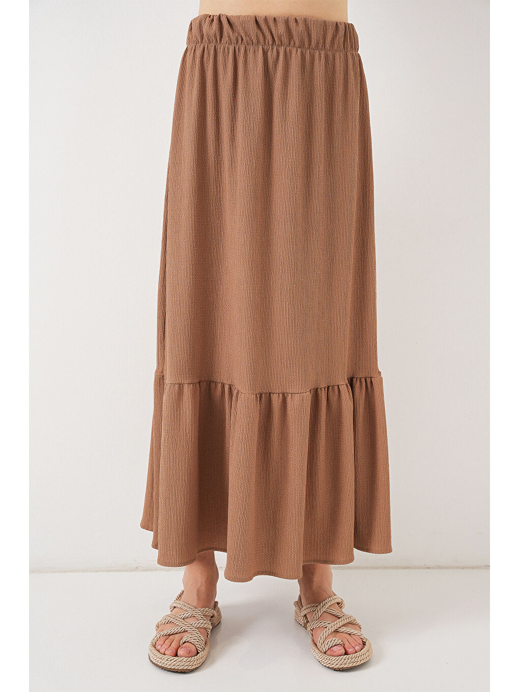 Sarı 1886 Uzun Örme Etek - Camel-3