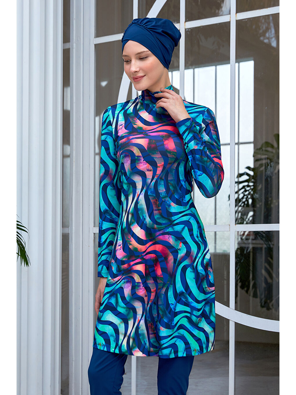 Elastanlı Tam Kapalı Tesettür Mayo 2101 Açık Lacivert