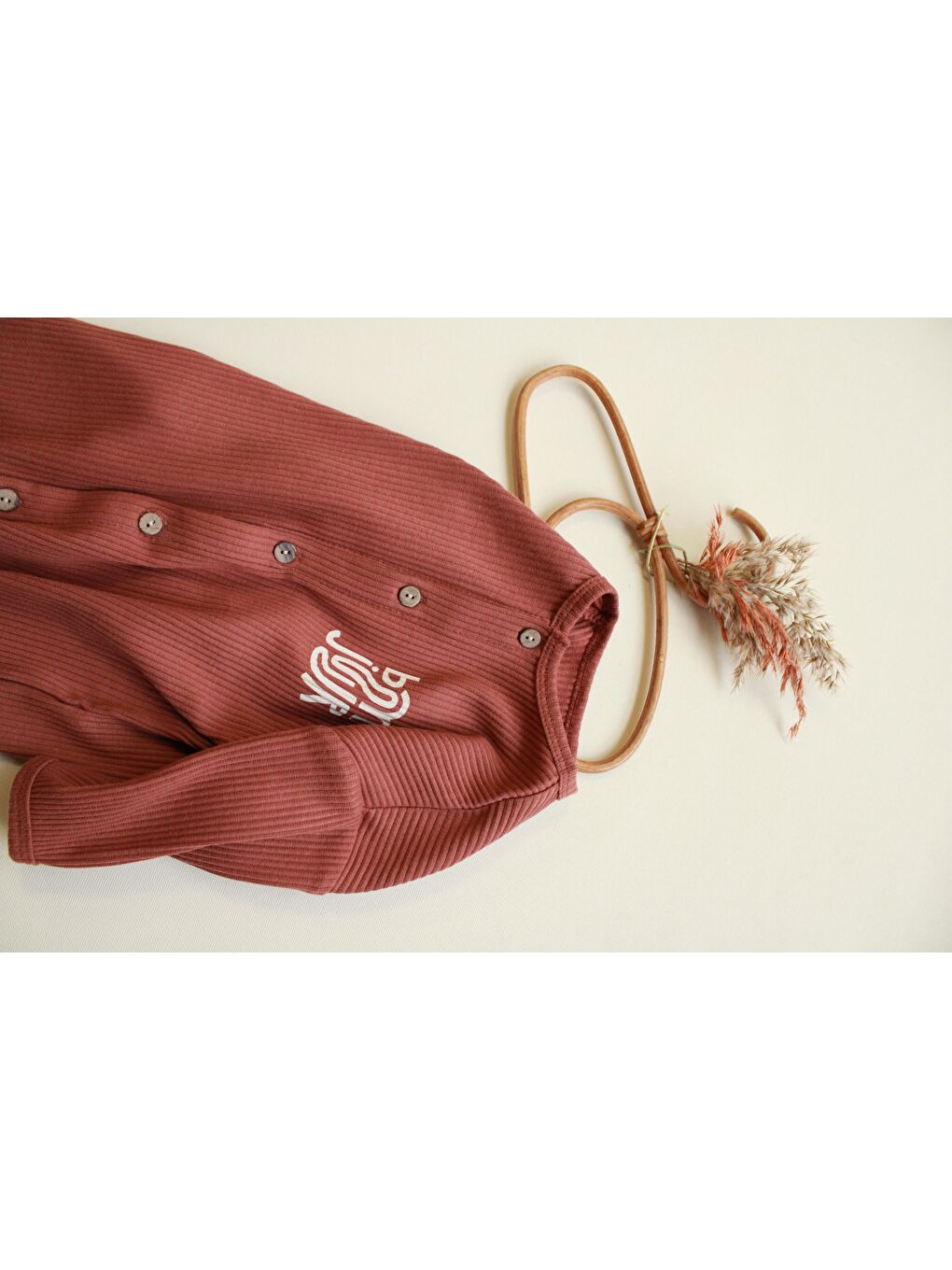 Kahverengi Bonjour Düğmeli Bebek Tulum-6