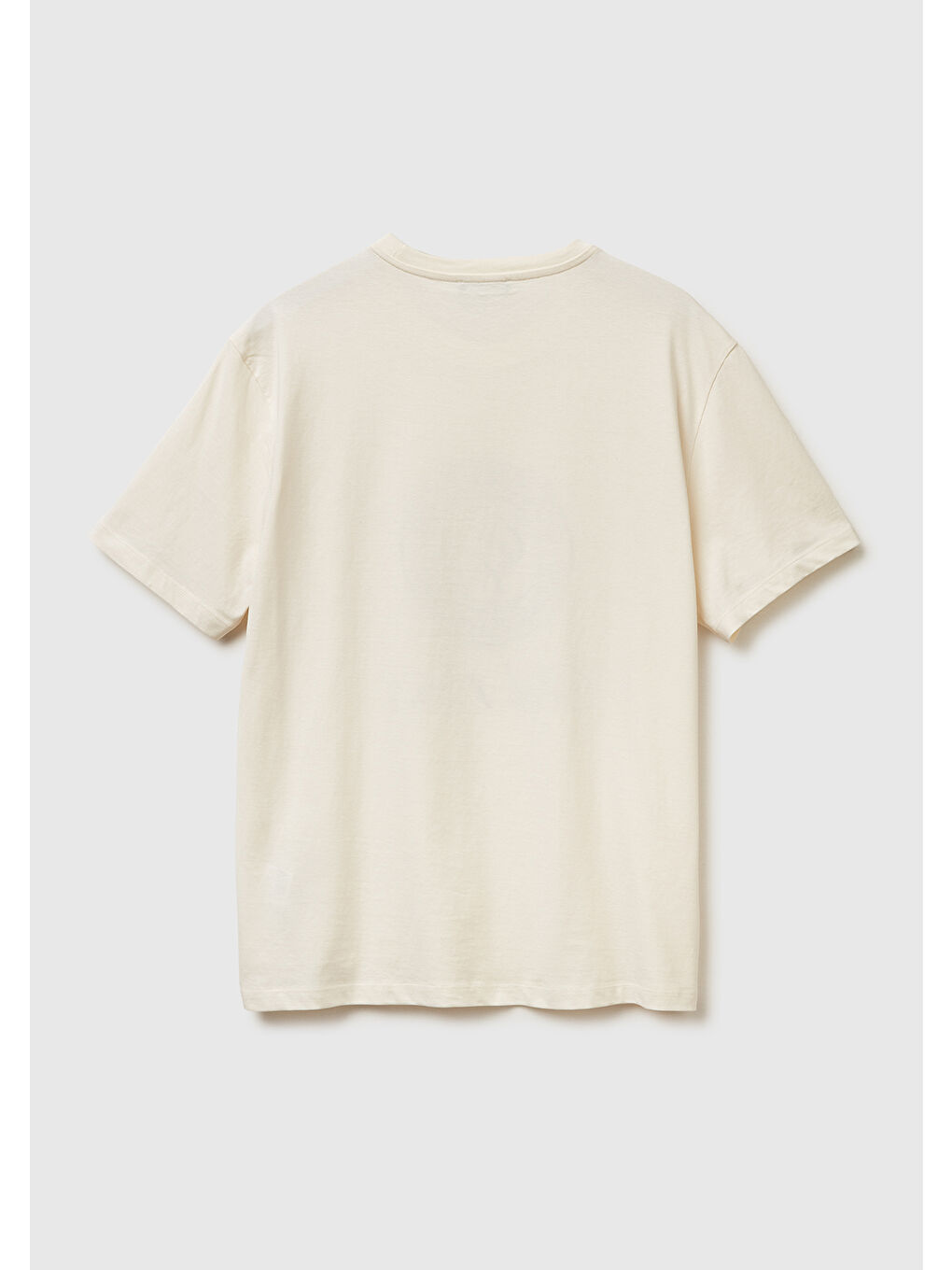 Erkek Beyaz-Renkli Yazılı %100 Pamuk Önü Logo Baskılı Relax Fit T-Shirt-3