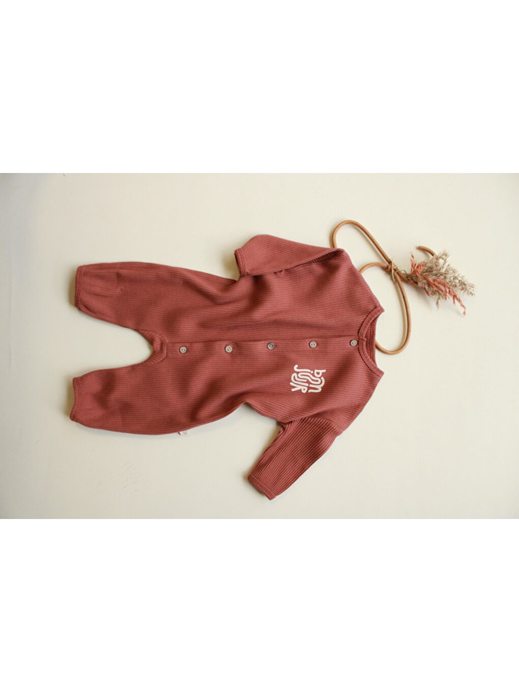 Kahverengi Bonjour Düğmeli Bebek Tulum-7