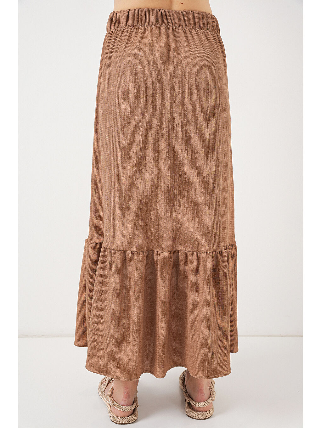 Sarı 1886 Uzun Örme Etek - Camel-6