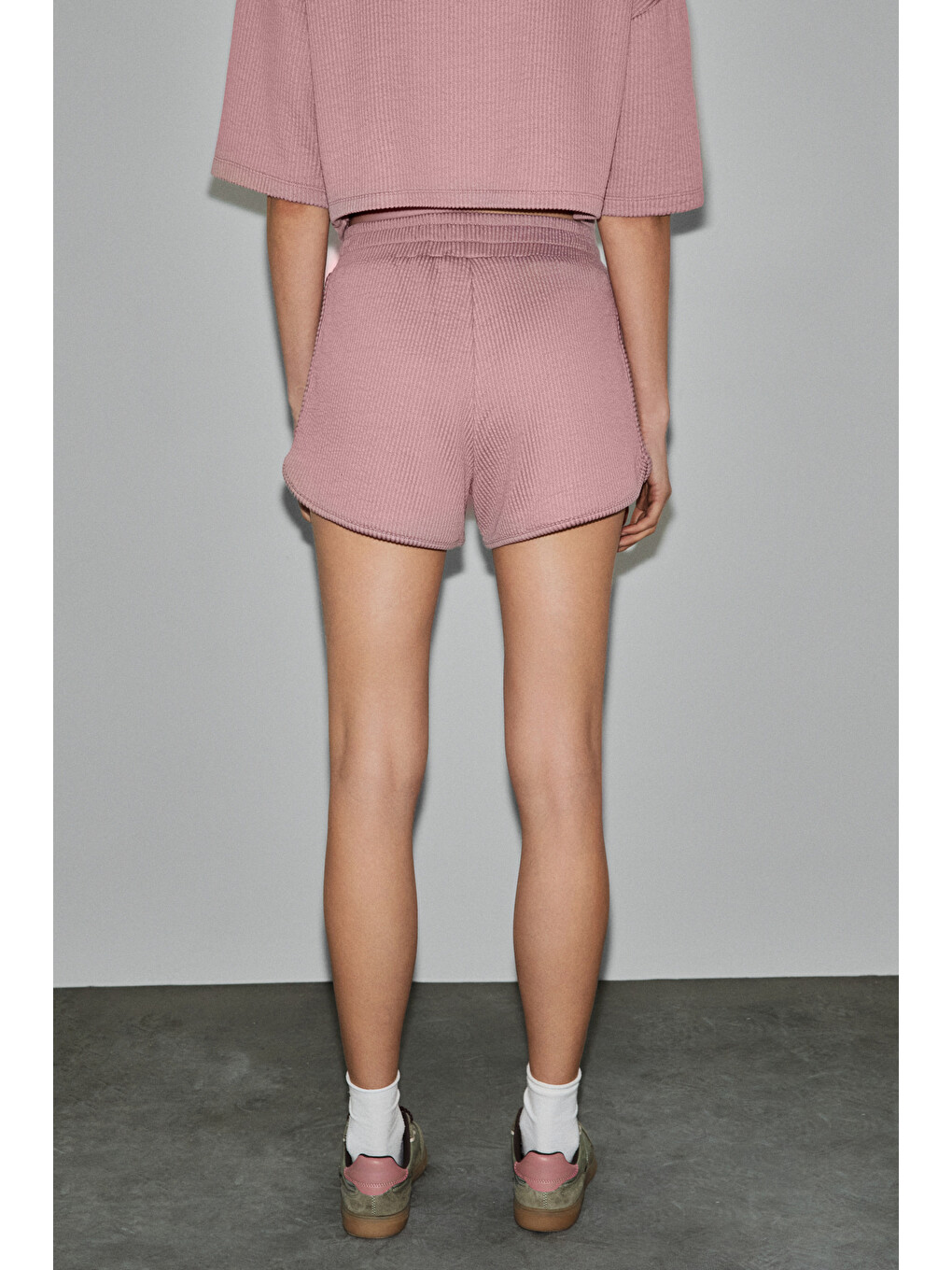 Petal Kadın Esnek Kumaşlı Beli Lastikli Relaxed Fit Pembe Şort-6