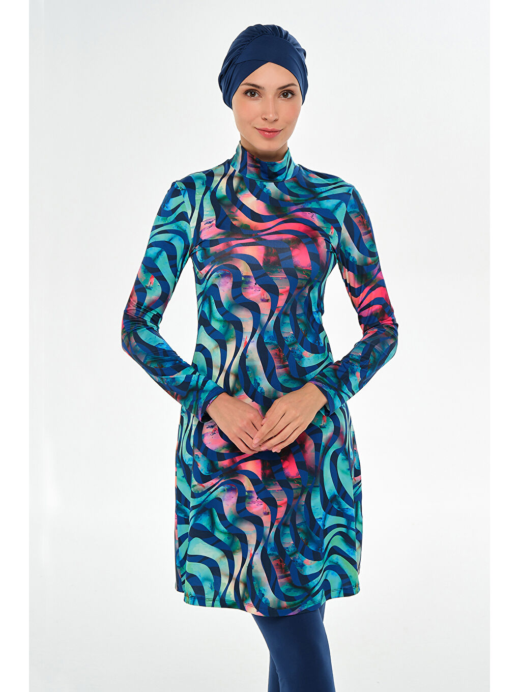 Elastanlı Tam Kapalı Tesettür Mayo 2101 Açık Lacivert-4