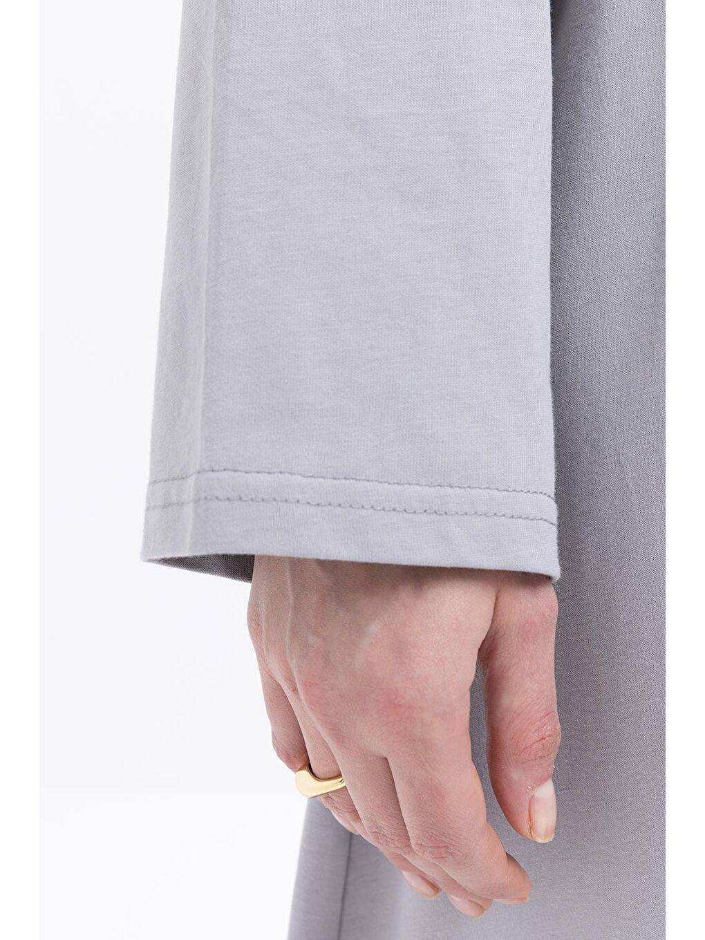 Gri-Beli Bağlamalı Elbise-2